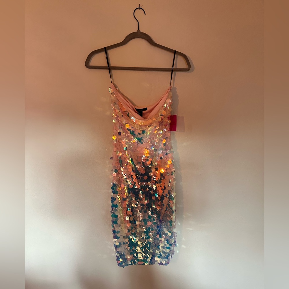 Pink Mermaid Sequin Strapless Dress